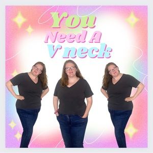 Casual 3X VNeck in Charcoal